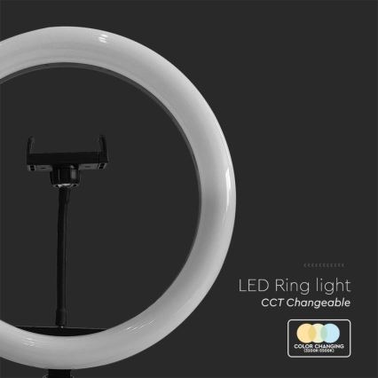 Lámpara LED regulable con trípode y soporte para vlogging LED/10W/5V 3200-5500K