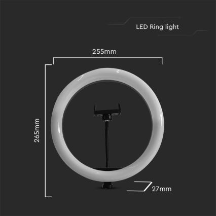Lámpara LED regulable con trípode y soporte para vlogging LED/10W/5V 3200-5500K