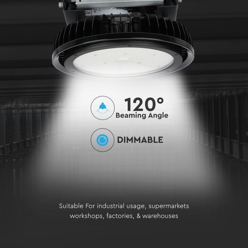 Lámpara LED regulable de alta resistencia High Bay LED/500W/230V 4000K IP65 negro