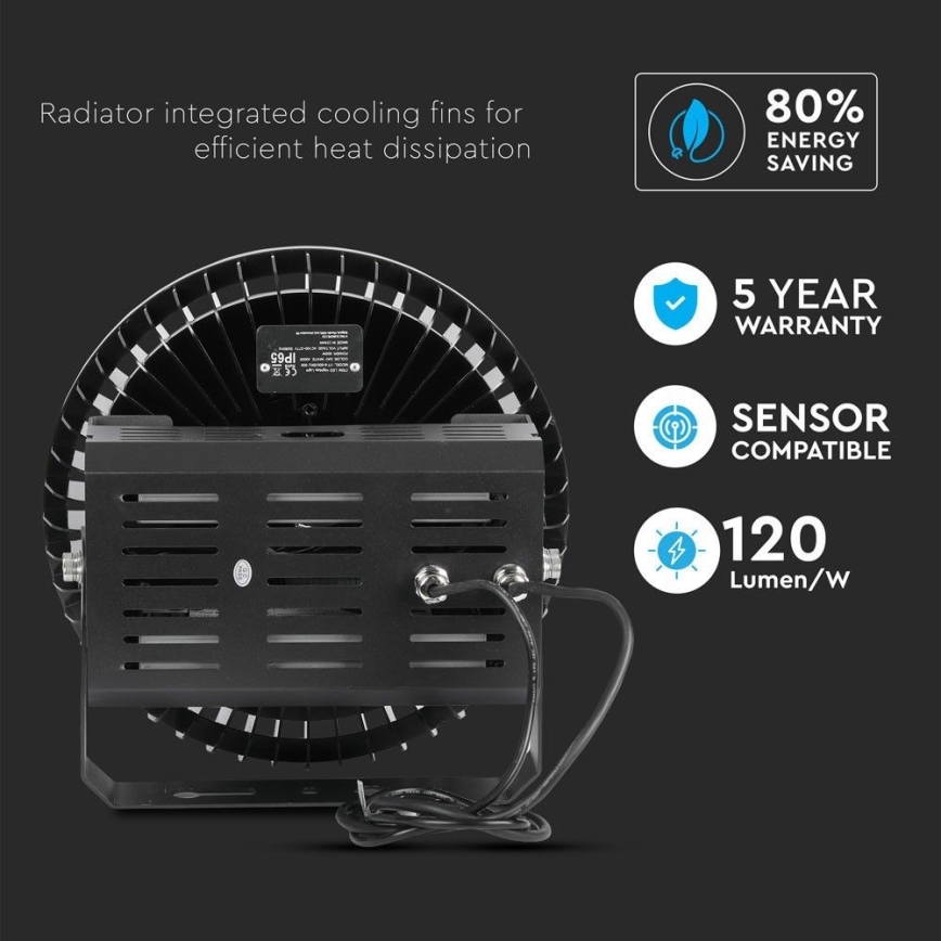Lámpara LED regulable de alta resistencia High Bay LED/500W/230V 4000K IP65 negro