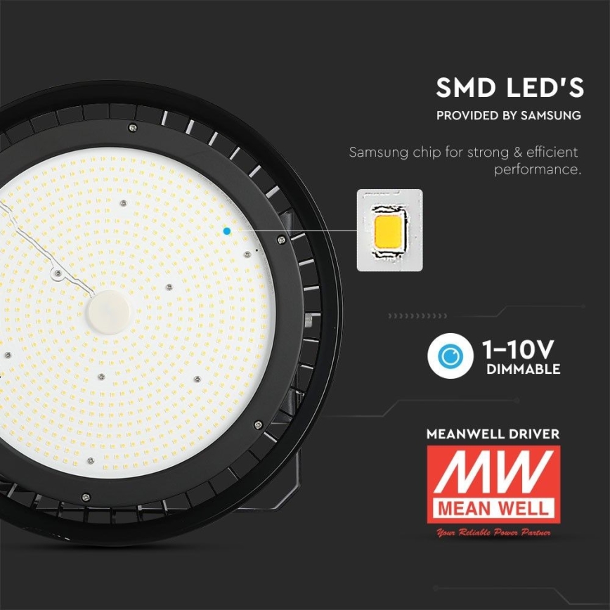 Lámpara LED regulable de alta resistencia High Bay LED/500W/230V 4000K IP65 negro