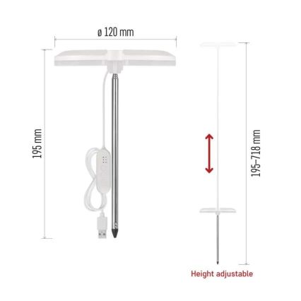 Lámpara LED regulable de interior para cultivo de plantas GROW LED/8W/5V