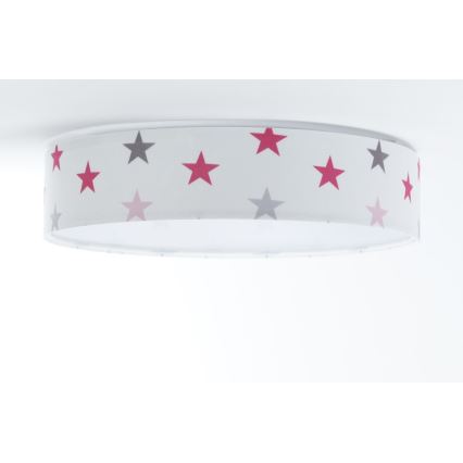Plafón LED regulable para niños SMART GALAXY KIDS LED/24W/230V 3000-6500K estrellas blanco/rosa/gris + mando a distancia
