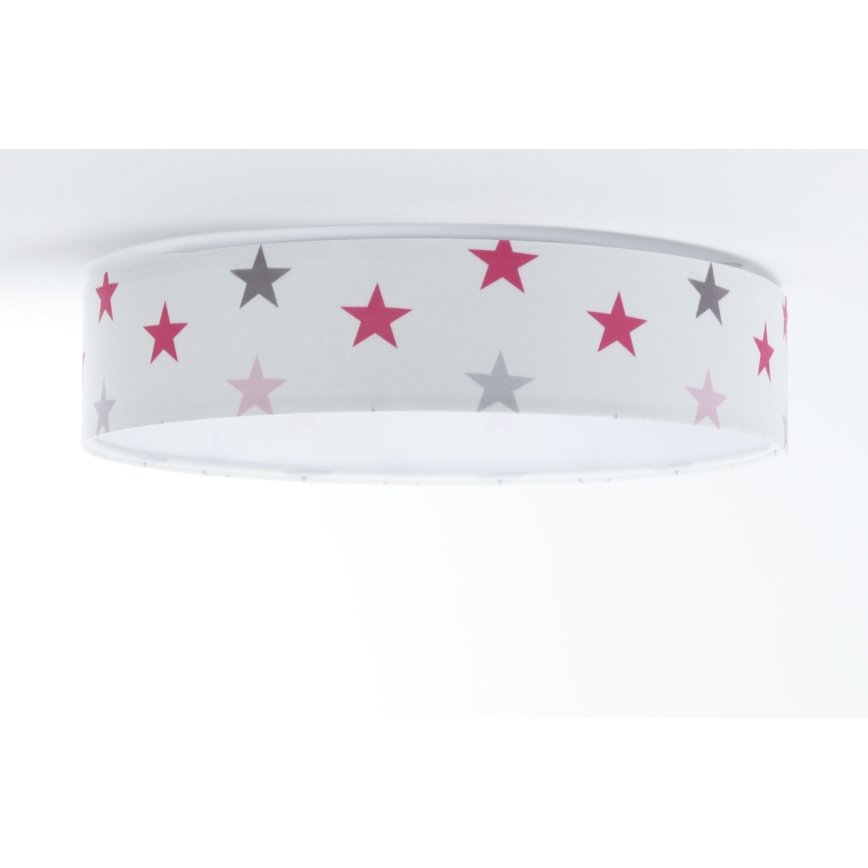 Plafón LED regulable para niños SMART GALAXY KIDS LED/24W/230V 3000-6500K estrellas blanco/rosa/gris + mando a distancia
