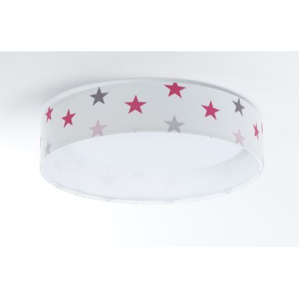 Plafón LED regulable para niños SMART GALAXY KIDS LED/24W/230V 3000-6500K estrellas blanco/rosa/gris + mando a distancia
