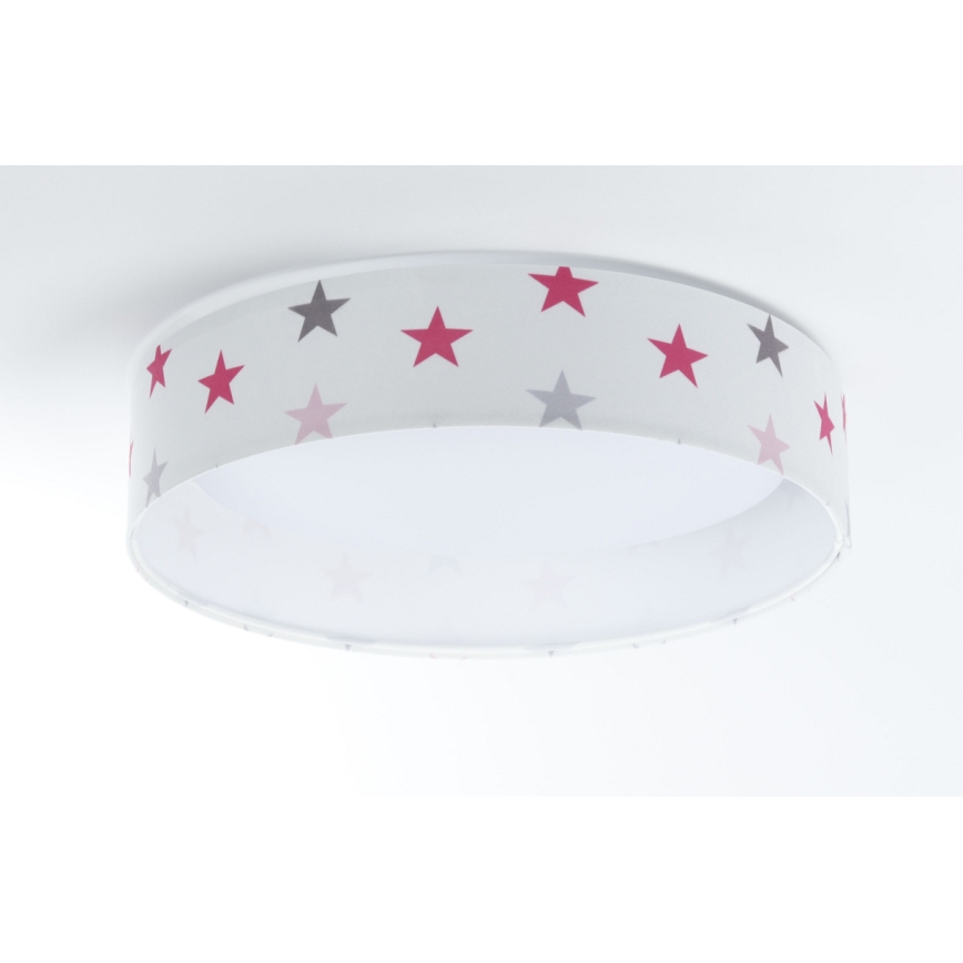 Plafón LED regulable para niños SMART GALAXY KIDS LED/24W/230V 3000-6500K estrellas blanco/rosa/gris + mando a distancia