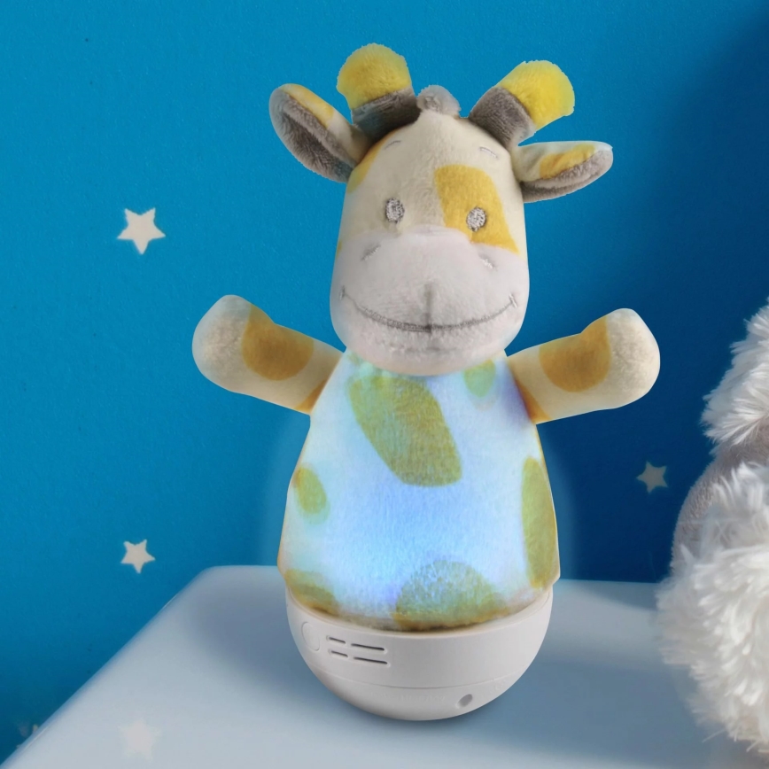 Lámpara LED RGB de noche para niños con melodía 3xAAA/5V jirafa