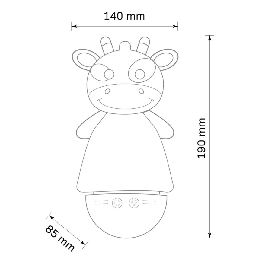 Lámpara LED RGB de noche para niños con melodía 3xAAA/5V jirafa