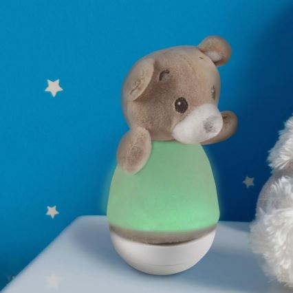 Lámpara LED RGB de noche para niños con melodía 3xAAA/5V oso