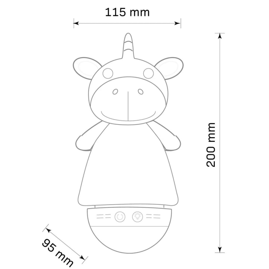 Lámpara LED RGB infantil de noche con melodía 3xAAA/5V unicornio