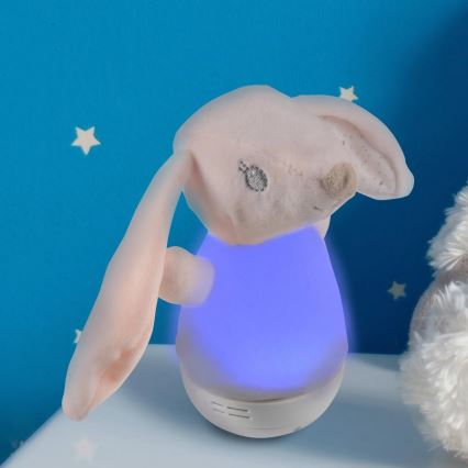Lámpara LED RGB infantil nocturna con melodía 3xAAA/5V conejo