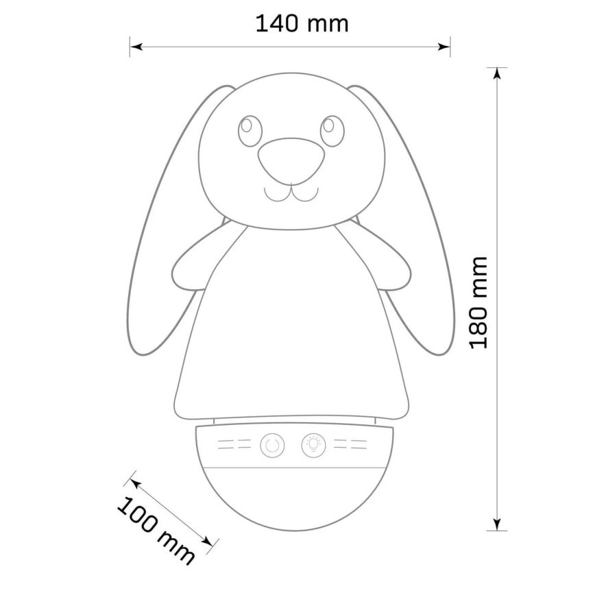 Lámpara LED RGB infantil nocturna con melodía 3xAAA/5V conejo