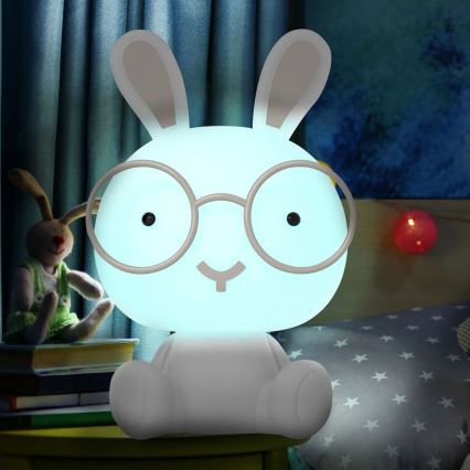 Lámpara LED RGBW regulable de noche para niños LED/2,5W/230V conejo blanco