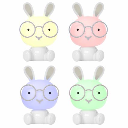 Lámpara LED RGBW regulable de noche para niños LED/2,5W/230V conejo blanco
