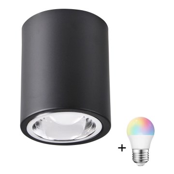 Lámpara LED RGBW regulable JUPITER 1xE27/6,5W/230V 2700-6500K Wi-Fi Ø 9,8 cm negra