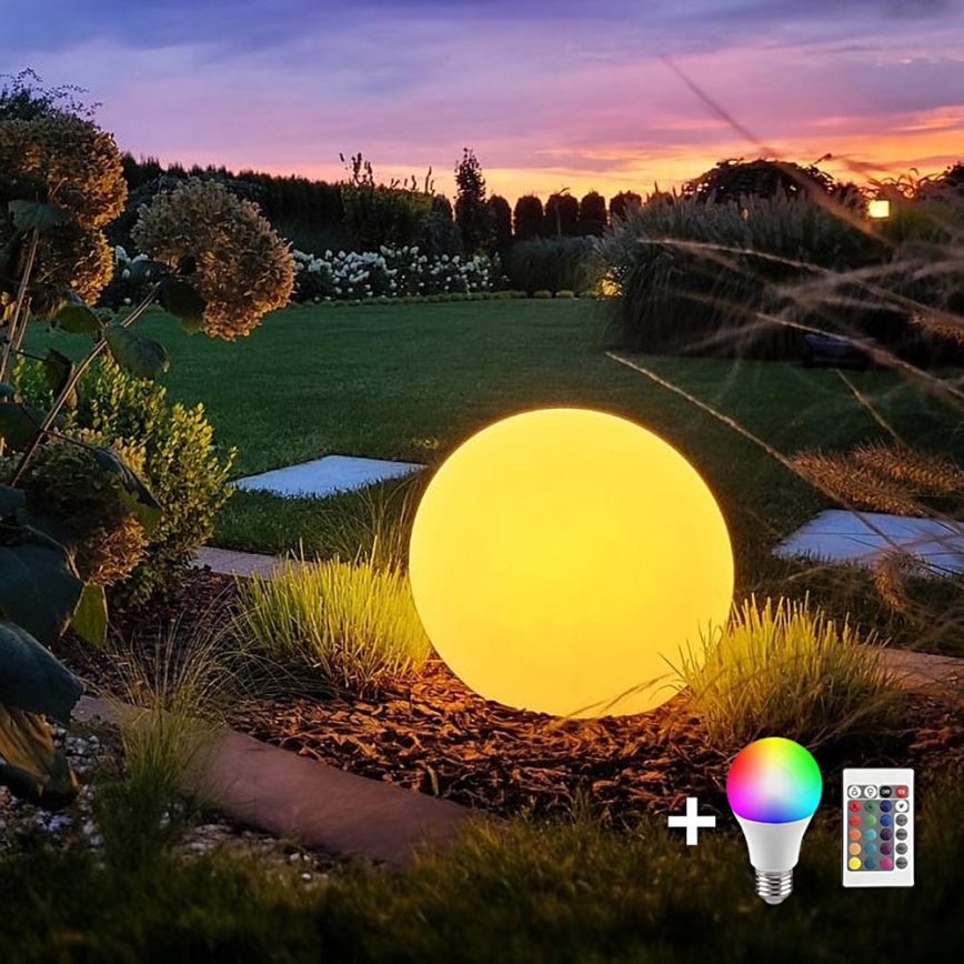 Lámpara LED RGBW regulable para exterior GLOBO 1xE27/9W/230V 2700–6500K Ø 40 cm IP44 Wi‑Fi