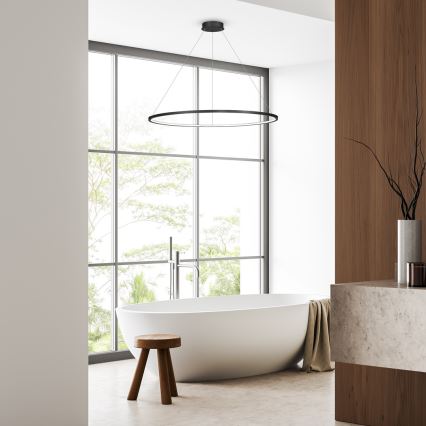 Lámpara LED colgante SATURNO LED/65W/230V Ø 120 cm IP44 antracita
