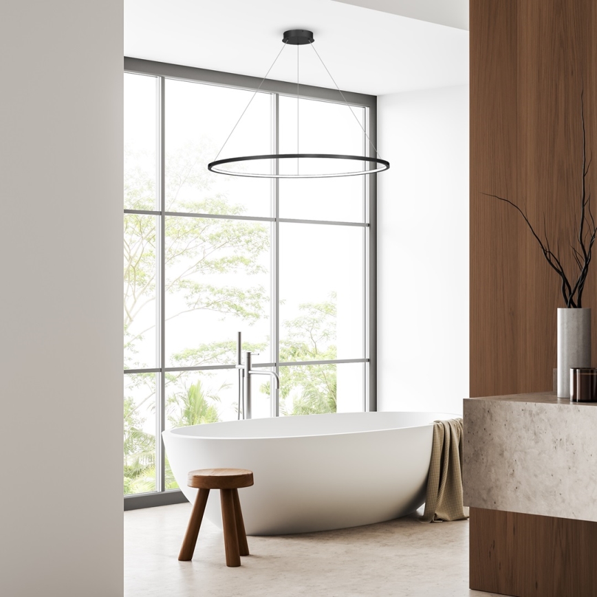 Lámpara LED colgante SATURNO LED/65W/230V Ø 120 cm IP44 antracita