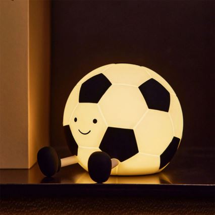 Lámpara LED táctil infantil regulable FOOTBALL LED/2W/5V USB 1200 mAh blanco/negro