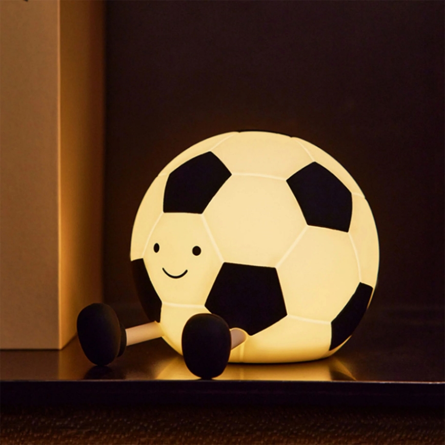 Lámpara LED táctil infantil regulable FOOTBALL LED/2W/5V USB 1200 mAh blanco/negro