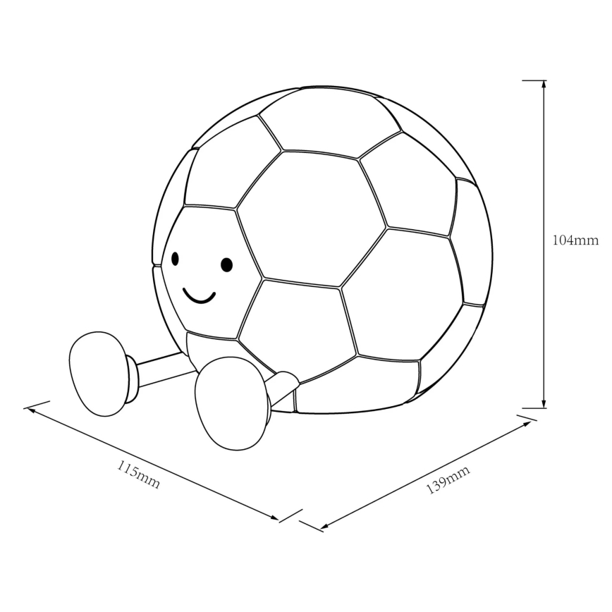 Lámpara LED táctil infantil regulable FOOTBALL LED/2W/5V USB 1200 mAh blanco/negro