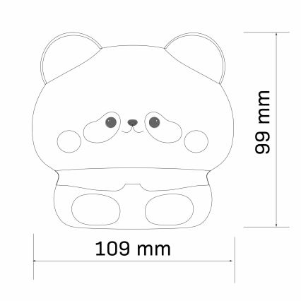 Lámpara LED táctil infantil regulable PANDA LED/2W/3,7V 1200 mAh