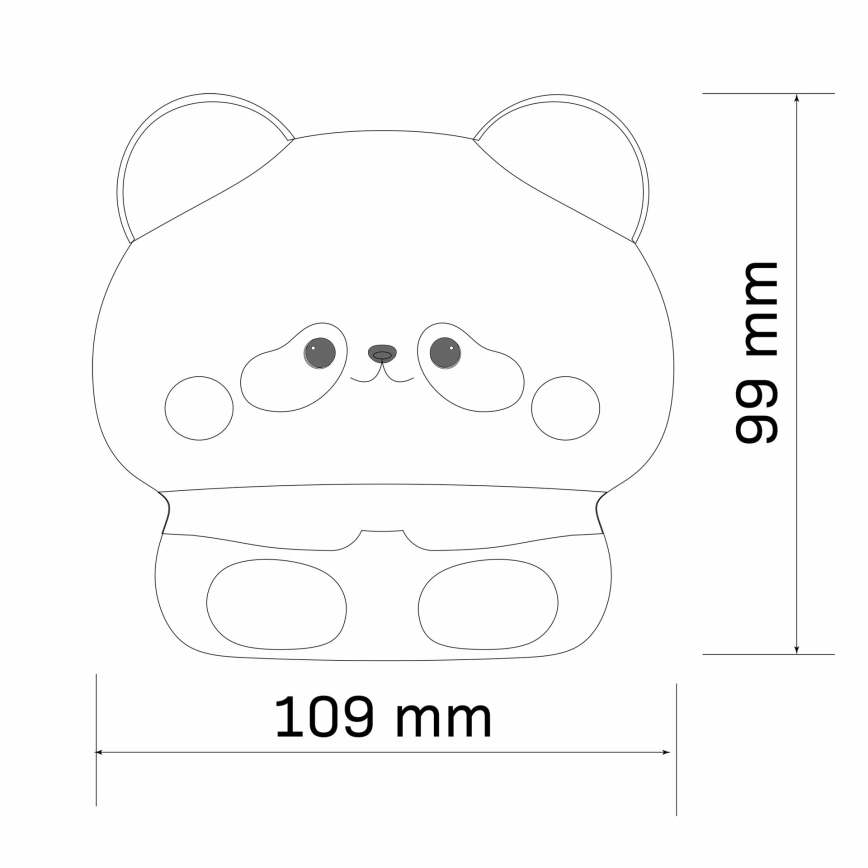Lámpara LED táctil infantil regulable PANDA LED/2W/3,7V 1200 mAh