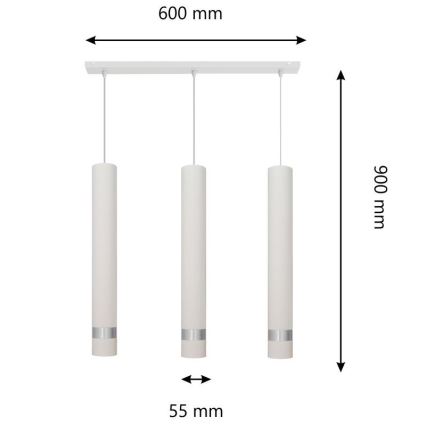 Lámpara LED colgante con cable TUBA 3xGU10/4,8W/230V blanco/cromo brillante