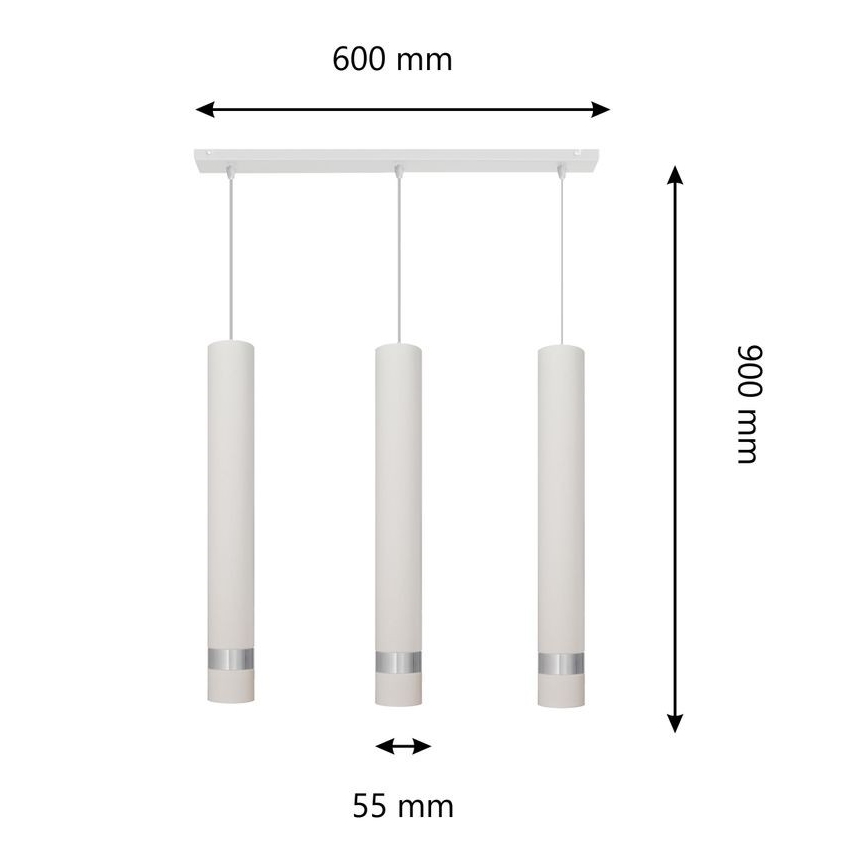 Lámpara LED colgante con cable TUBA 3xGU10/4,8W/230V blanco/cromo brillante