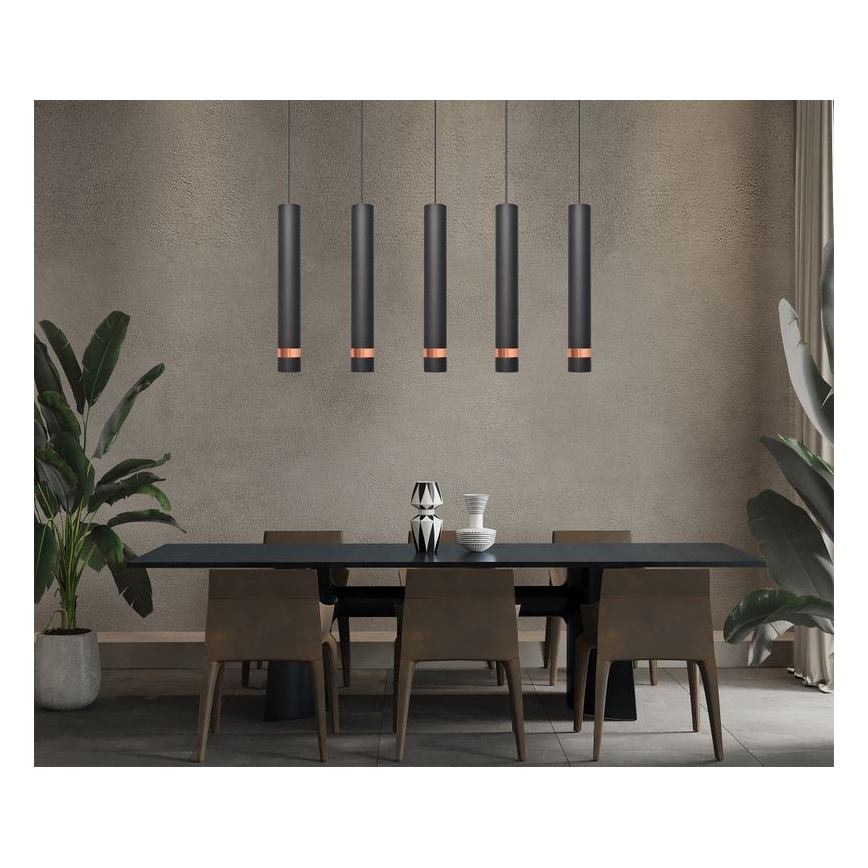 Lámpara LED colgante TUBA 5xGU10/6,5W/230V negro/cobre