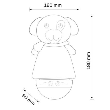 Lámpara nocturna infantil LED RGB con melodía 3xAAA/5V perrito