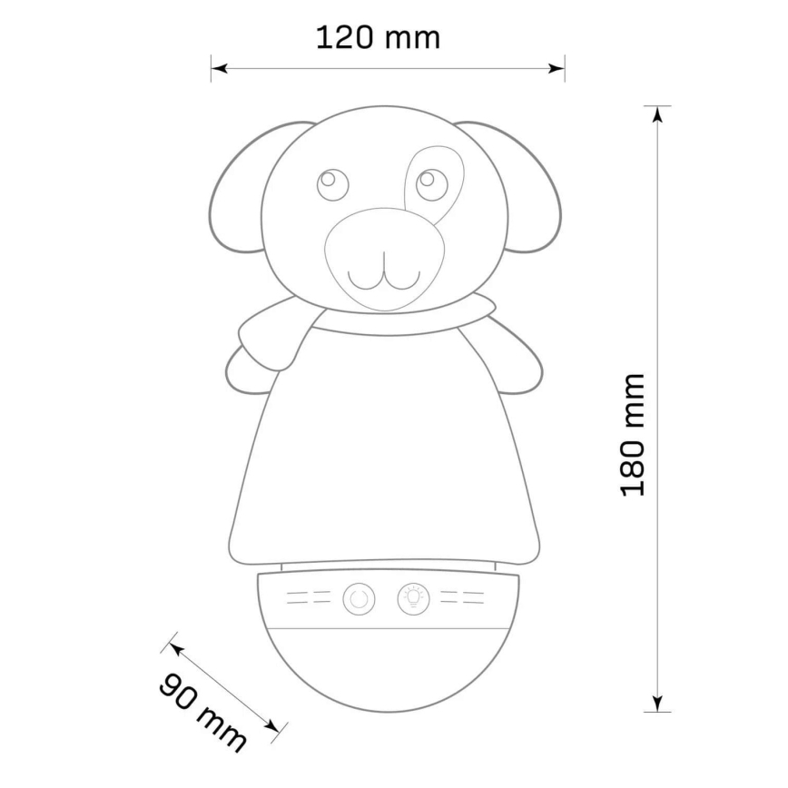 Lámpara nocturna infantil LED RGB con melodía 3xAAA/5V perrito