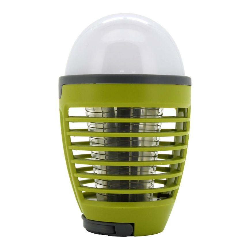 Lámpara portátil LED recargable con trampa para insectos LED/2W/3,7V 1800 mAh IPX4 verde