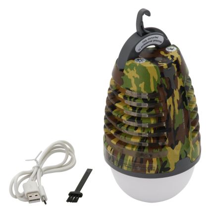 Lámpara portátil LED recargable con trampa para insectos LED/2W/3,7V 1800 mAh Camuflaje IPX4