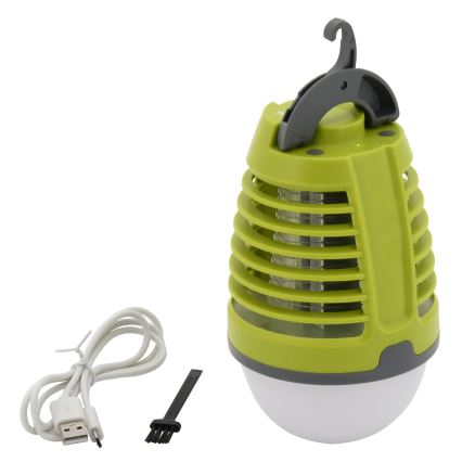 Lámpara portátil LED recargable con trampa para insectos LED/2W/3,7V 1800 mAh IPX4 verde
