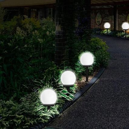 Lámpara solar LED 1,2 V, 6500 K, 200 mAh, Ø 20 cm, IP44, blanco/negro