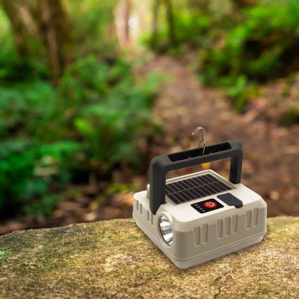 Lámpara solar recargable LED regulable con función de power bank LED/1W/5.5V 8000K IPX4 1200 mAh gris