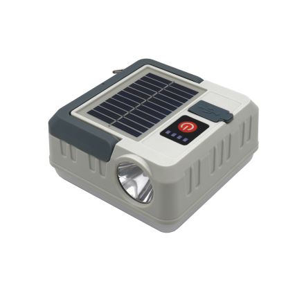 Lámpara solar recargable LED regulable con función de power bank LED/1W/5.5V 8000K IPX4 1200 mAh gris