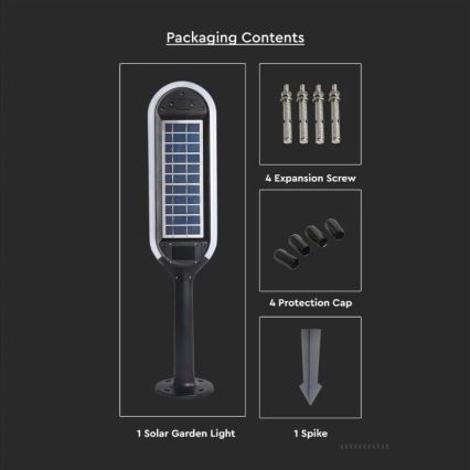 Lámpara solar LED con sensor BOLLARD LED/5W/5,5V 70 cm 3000K IP65 2000 mAh