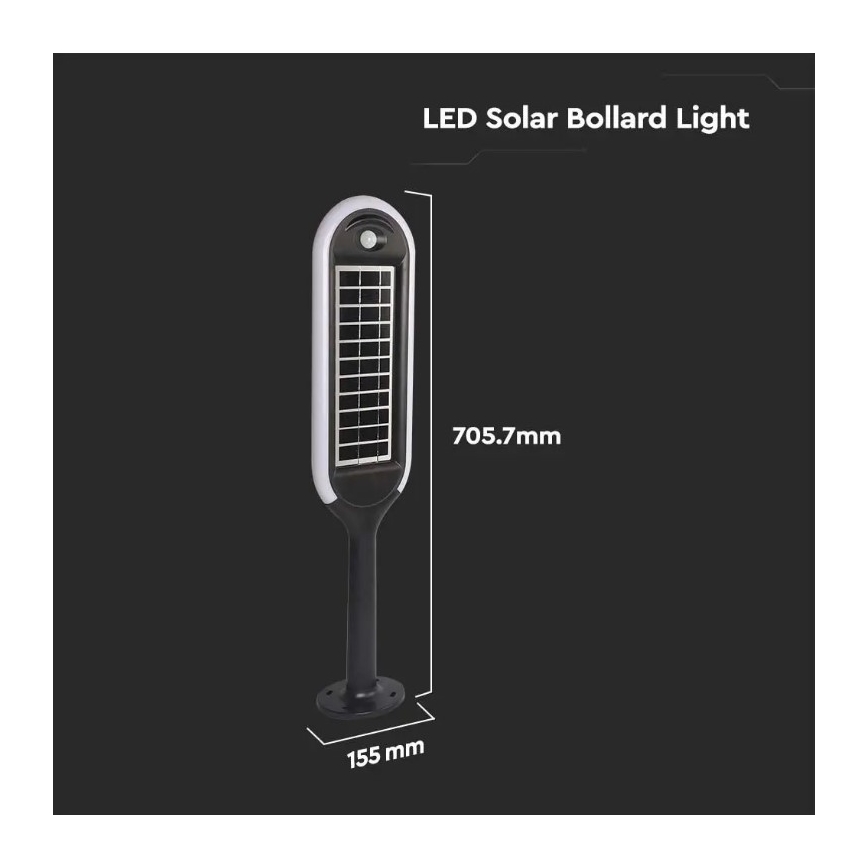 Lámpara solar LED con sensor BOLLARD LED/5W/5,5V 70 cm 3000K IP65 2000 mAh