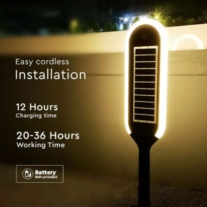 Lámpara solar LED con sensor BOLLARD LED/5W/5,5V 70 cm 3000K IP65 2000 mAh