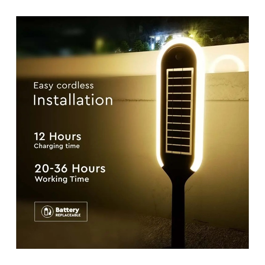 Lámpara solar LED con sensor BOLLARD LED/5W/5,5V 70 cm 3000K IP65 2000 mAh