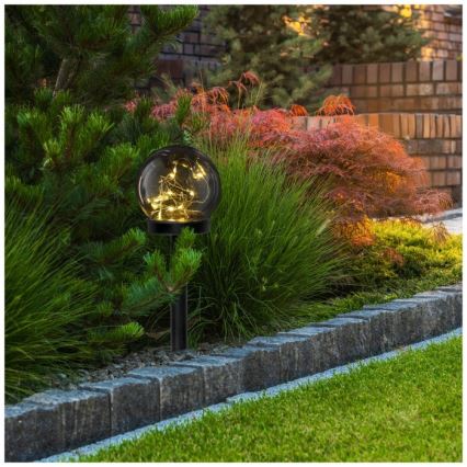 Lámpara solar LED con sensor GLEAM LED/1,2V 3000K IP44 40 mAh ahumado/negro