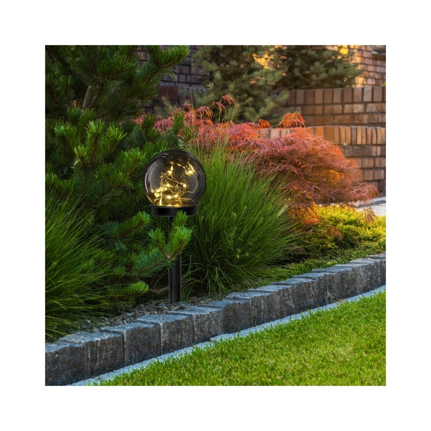 Lámpara solar LED con sensor GLEAM LED/1,2V 3000K IP44 40 mAh ahumado/negro