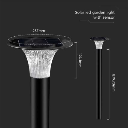 Lámpara solar LED con sensor LED/15W/3,2V 4000K/6000K IP65 6000 mAh