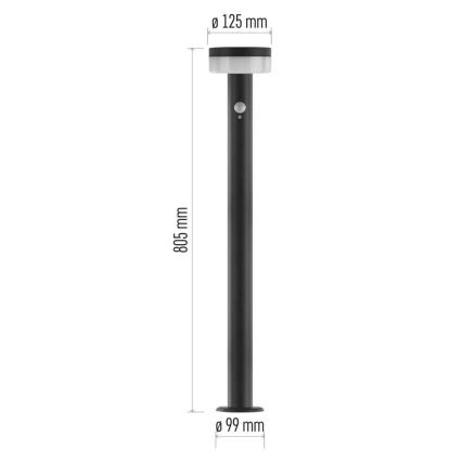 Lámpara solar LED con sensor LED/2W/3,7V 1200 mAh IP44 80 cm