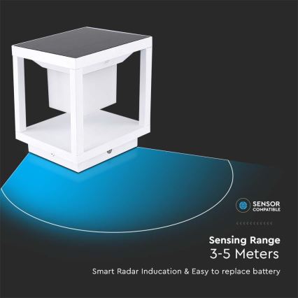 Lámpara solar LED con sensor LED/2W/5,5V 3000K IP65 2600 mAh blanco