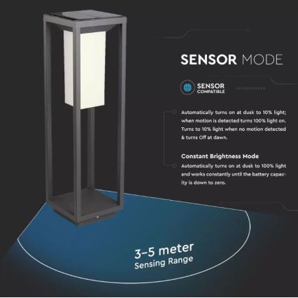 Lámpara solar LED con sensor SAMSUNG CHIP LED/2W/3,7V IP65 2600 mAh