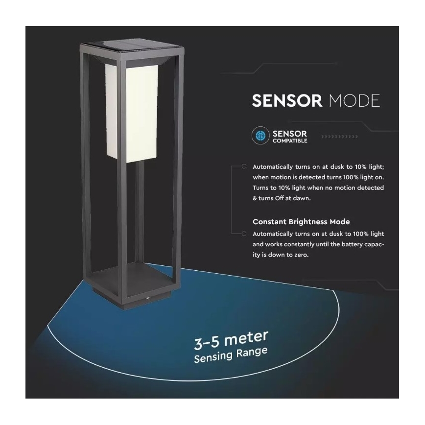 Lámpara solar LED con sensor SAMSUNG CHIP LED/2W/3,7V IP65 2600 mAh