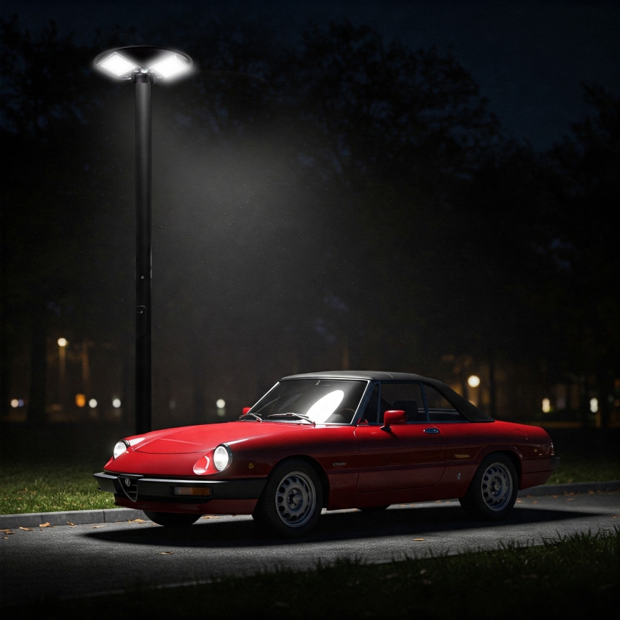 Farola solar LED regulable con sensor LED/15W/6V 11000 mAh 6500K IP65 negra + control remoto